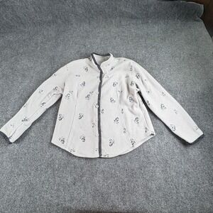 Vintage Y2K Hasting & Smith Cardigan Women PM Gray‎ Embroidered Leaf Cottagecore